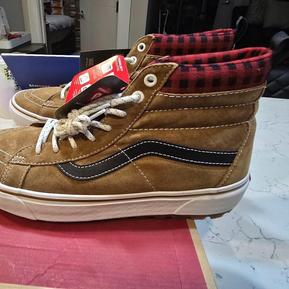 VANS Sk8-Hi MTE-1 Plaid Brown SNEAKER BOOT SHOES SKATEBOARDING MENS 10 NEW